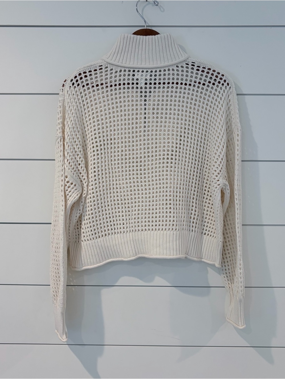 Aerie Coastal Grandmacore Oversized Quarter Zip Sweater S Preppy Hamptons Luxe - Picture 5 of 8